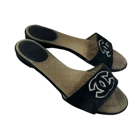 Chanel Black Embroidered Logo Slides size 40 - Picture 4 of 11